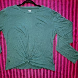 PINK Victoria's Secret long sleeve crop shirt green NWOT L Large